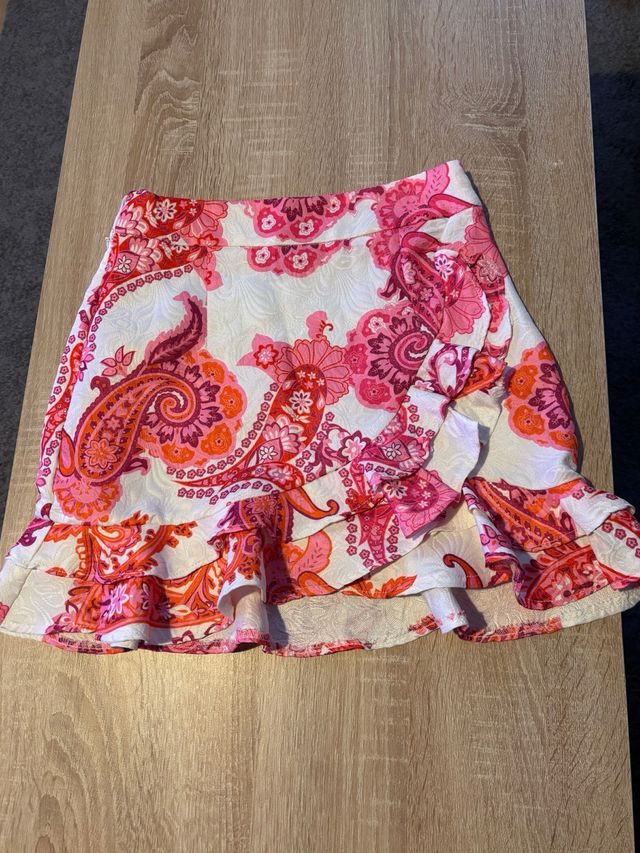 Mini falda estampada rosa-blanca