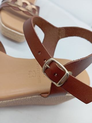 Sandalias cuña mujer marrón-talla 39