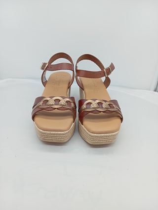 Sandalias cuña mujer marrón-talla 39