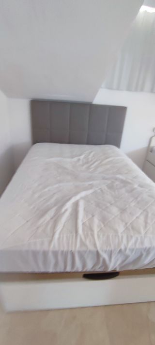 Cama Dormitorum blanca Queen Size + colchón