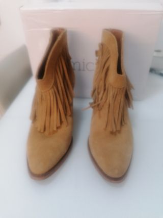 Botines de ante MANGO beige, talla 36