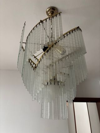 Lámpara cristal dorada vintage
