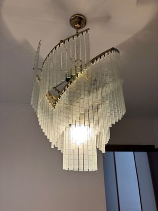 Lámpara cristal dorada vintage