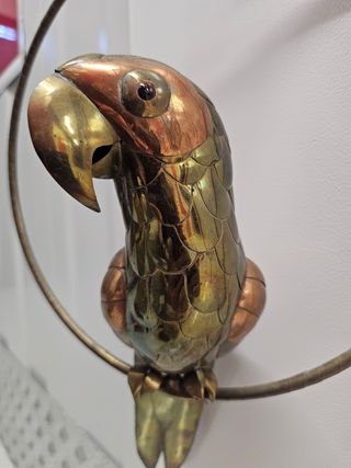 Loro de metal bronce - Decoración