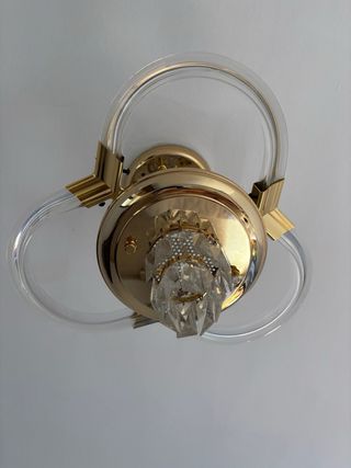 Lámpara vintage dorada con cristal