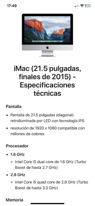 iMac 21,5" + Teclado y Ratón. Caja original
