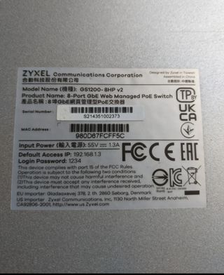 Switch ZYXEL Ethernet 8 puertos