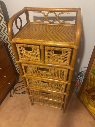 Cassettiera in vimini a 5 cassetti