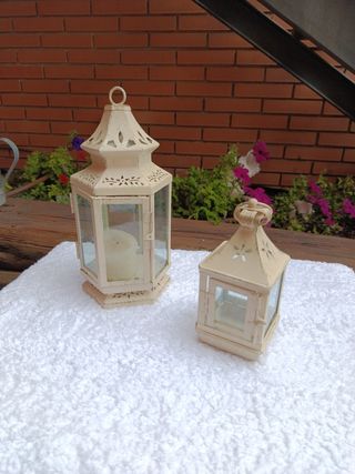 Faroles metálicos blancos - Decoración