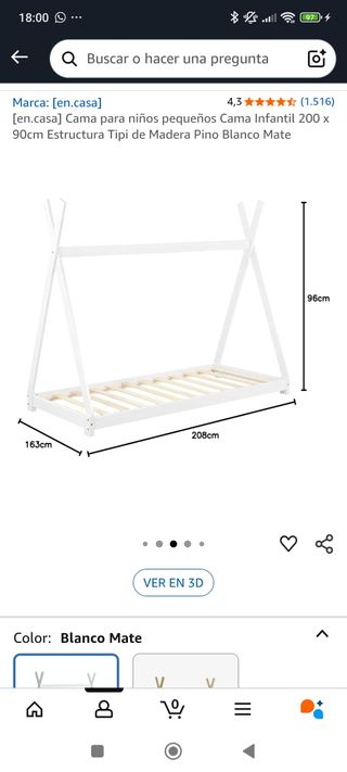 Cama tipi infantil blanca