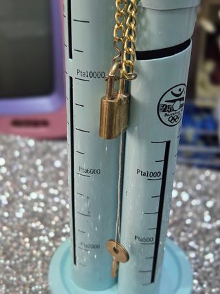 Hucha metálica antigua 3 tubos