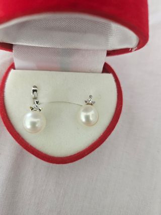 Pendientes perla oro blanco