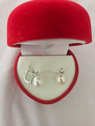 Pendientes perla oro blanco