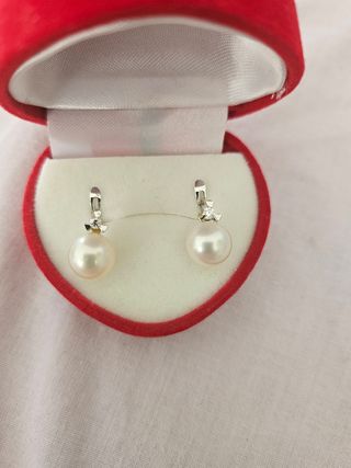 Pendientes perla oro blanco