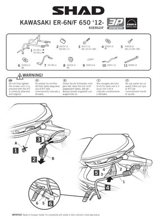 Soporte Baúl SHAD KAWASAKI ER-6N/F 3P SYSTEM