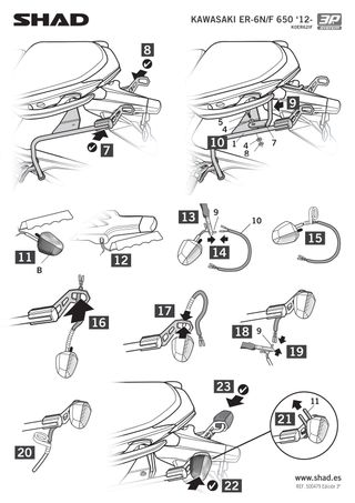 Soporte Baúl SHAD KAWASAKI ER-6N/F 3P SYSTEM