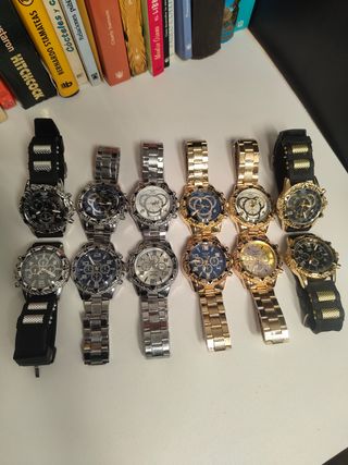 12 relojes ZHOWE - dorados y plateados