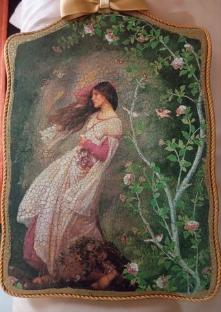 Quadro legno vintage - Donna fiori