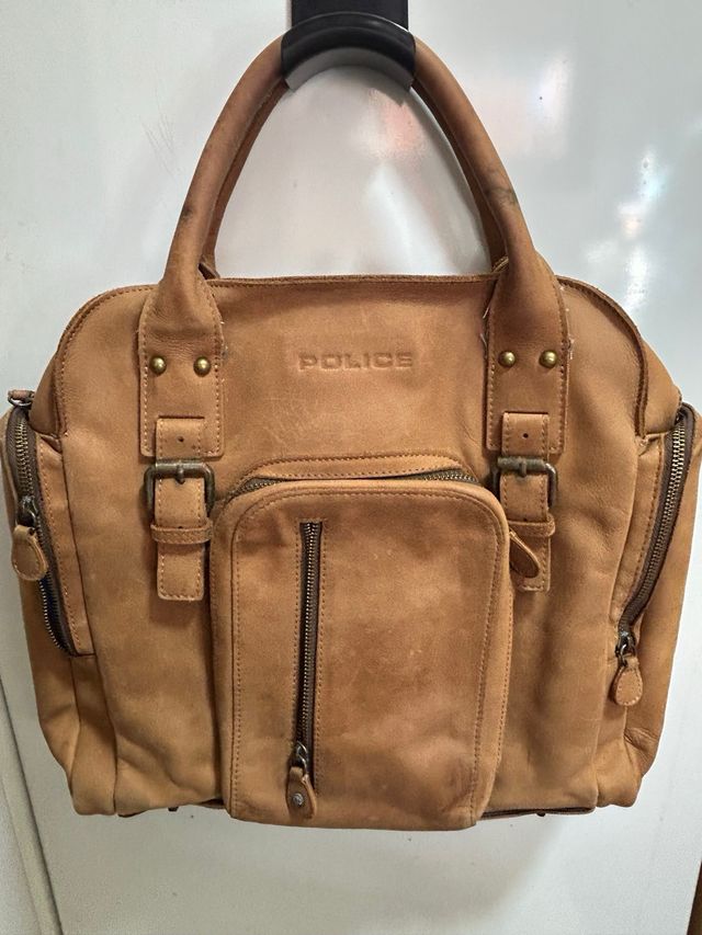 Bolso Police cuero marrón
