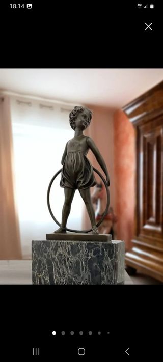 Figura bronce niña aro - Art Deco