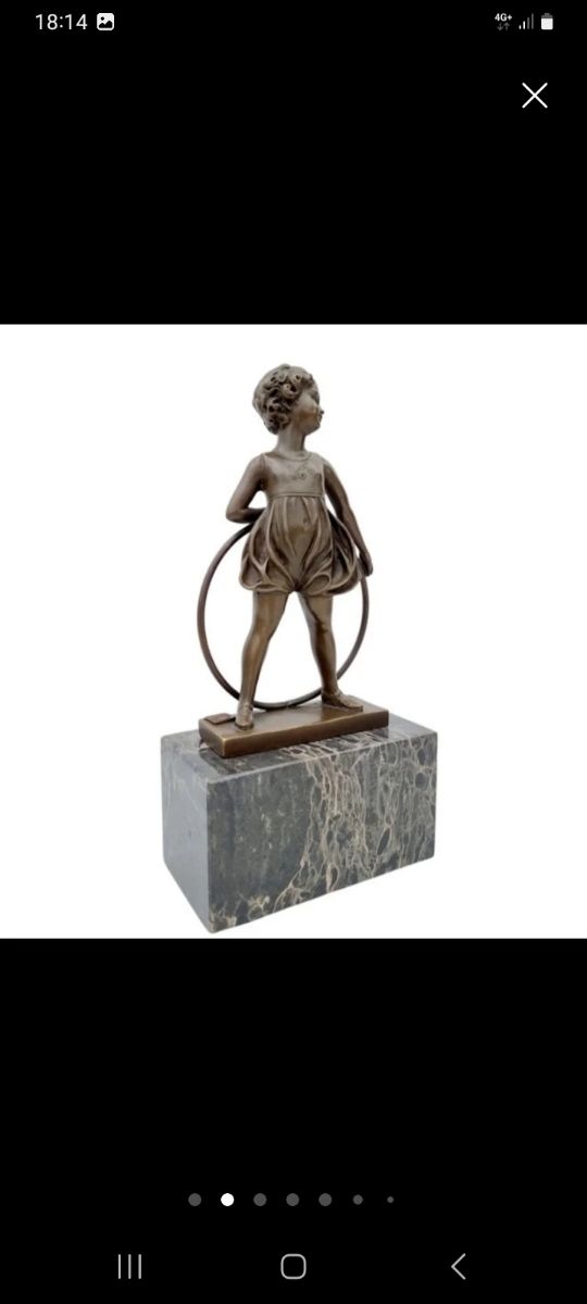 Figura bronce niña aro - Art Deco