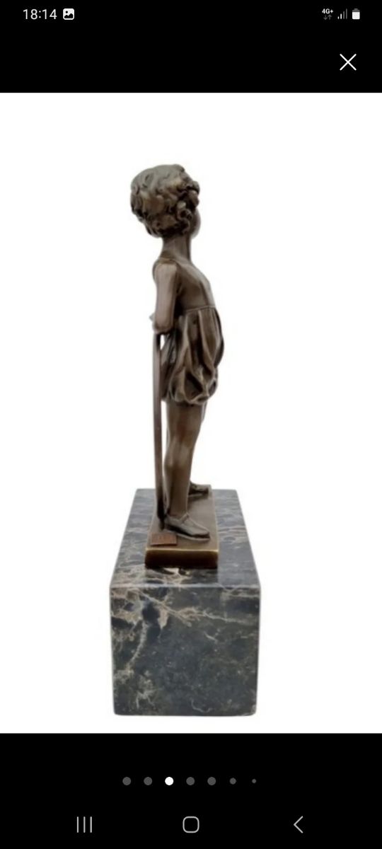 Figura bronce niña aro - Art Deco
