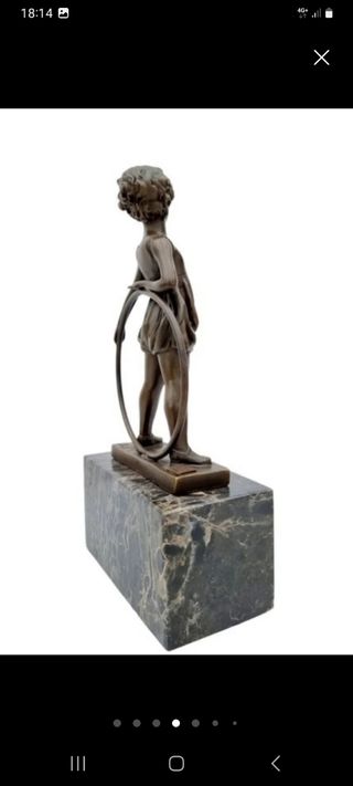 Figura bronce niña aro - Art Deco