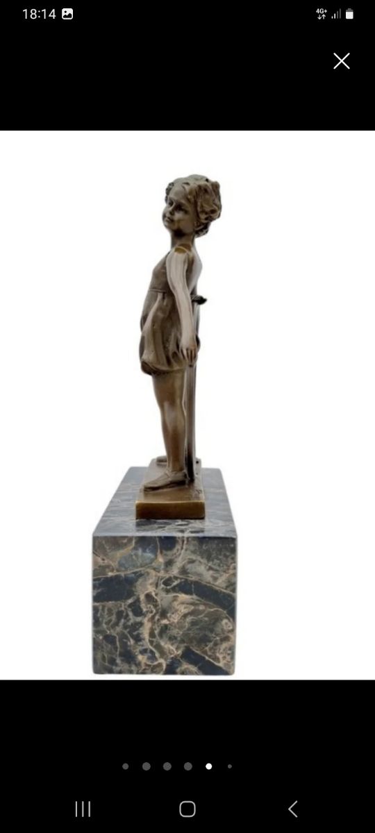 Figura bronce niña aro - Art Deco