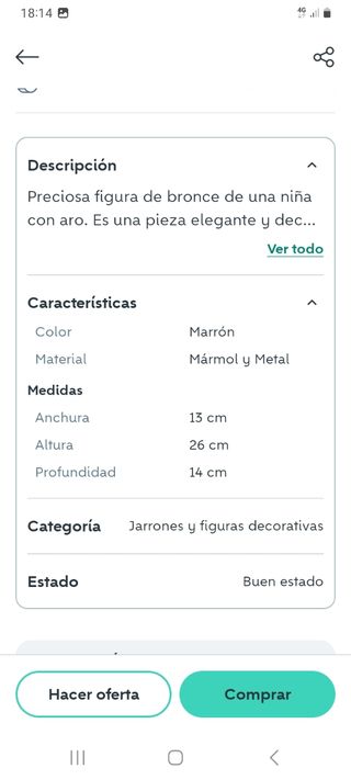 Figura bronce niña aro - Art Deco