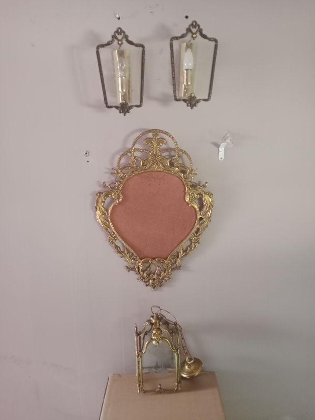 Espejo bronce dorado antiguo