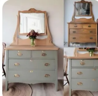 Antiguo tocador de madera y mármol