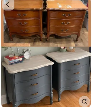 Antiguo tocador de madera y mármol