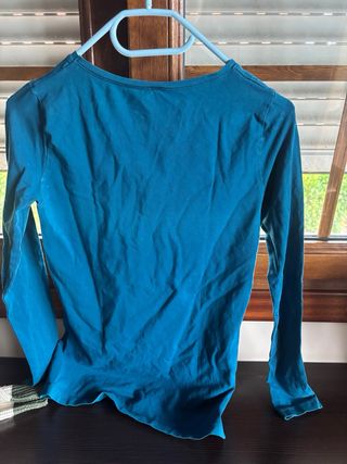 Camiseta manga larga azul turquesa