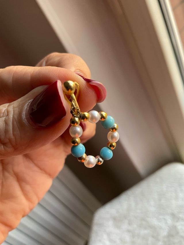 Orecchini Perline Bianche-Turchesi