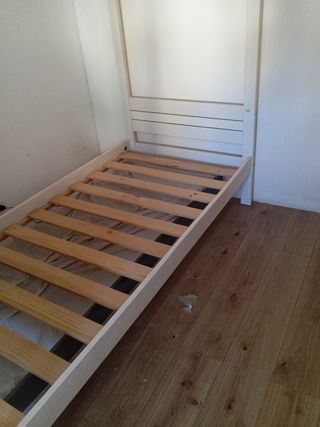 Cama infantil madera blanca-gris