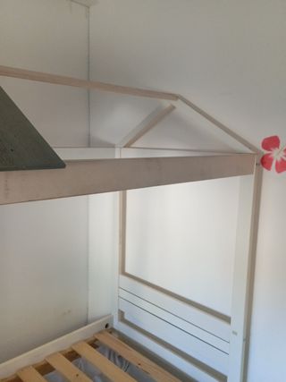 Cama infantil madera blanca-gris