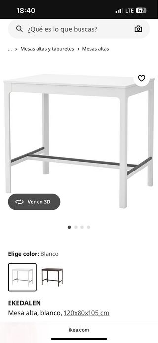 Mesa cocina blanca + dos taburetes