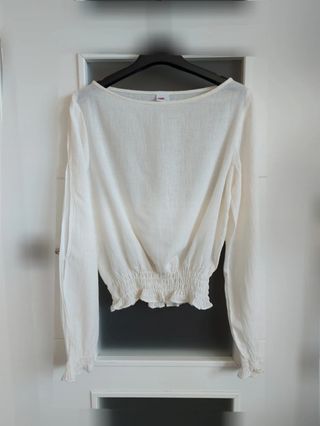 Talla S - Blusa algodón con abertura en mangas