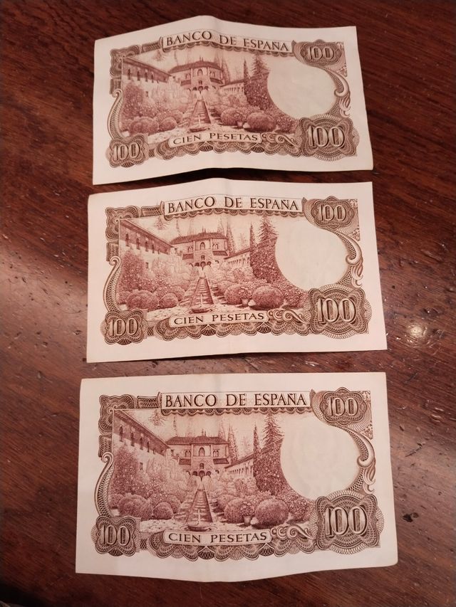 3 Billetes 100 Pesetas España 1970