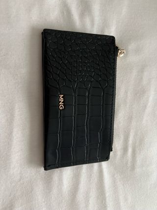 Cartera Mango negra efecto cocodrilo