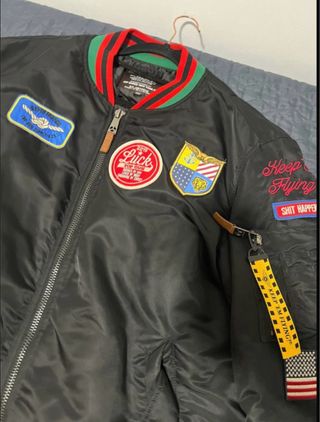 Chaqueta Top Gun bomber negra usada , 10/10