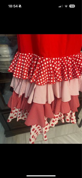 Traje Flamenca Rojo - lunares blancos