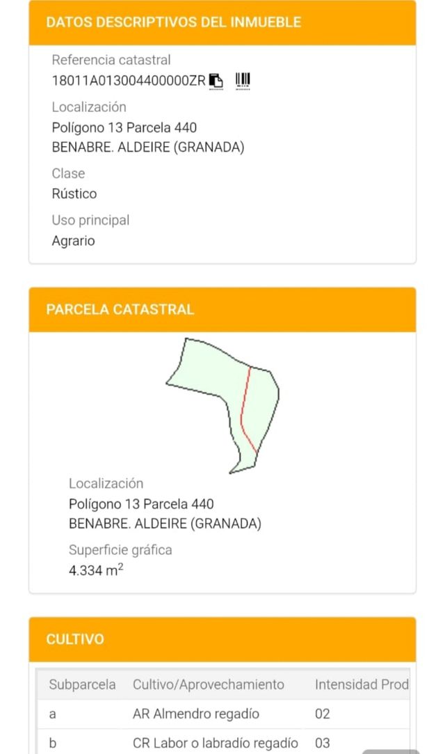 Finca regadío Aldeire (Granada)