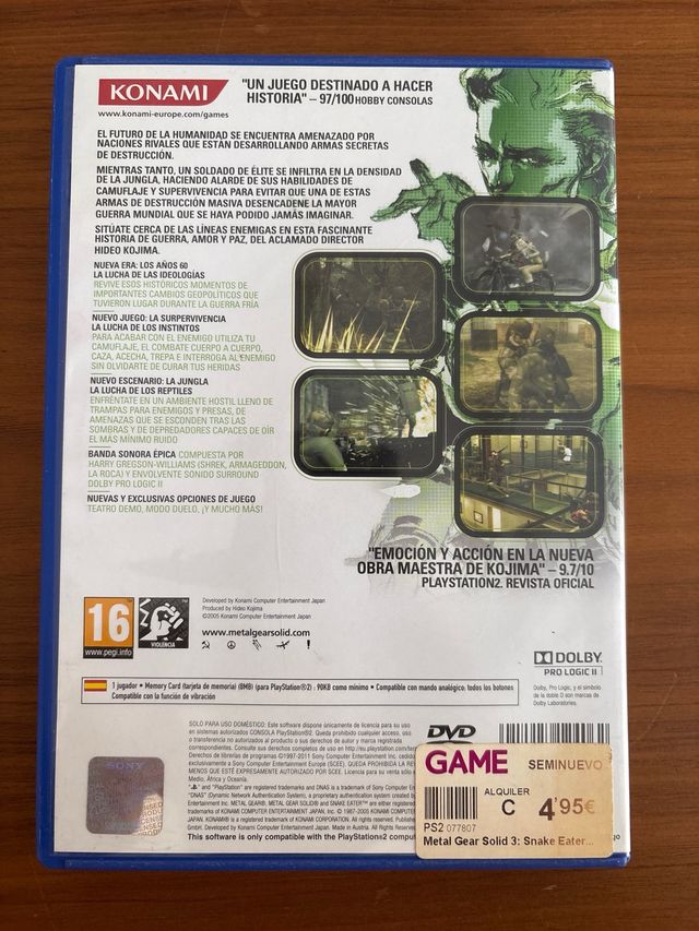 Metal Gear Solid 3 Snake Eater PS2 PAL