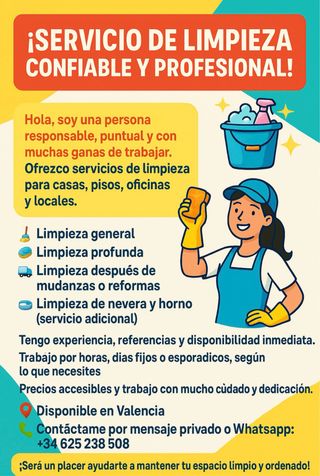¡Servicio de limpieza confiable y profesional!