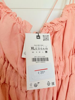 Top de lino, estilo boho, rosa salmón, XL, Zara