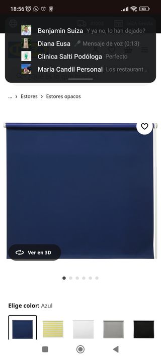 2 Estores enrollables: 1 azul y 1 beige