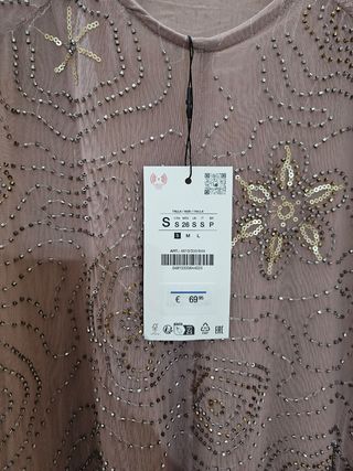 Vestito midi perline viola S zara