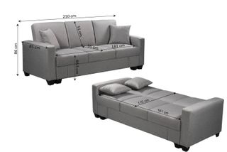SOFA CAMA ABATIBLE CON BAUL,3 PLAZAS BEIGE