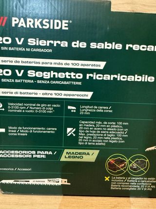 Sierra sable Parkside 20V